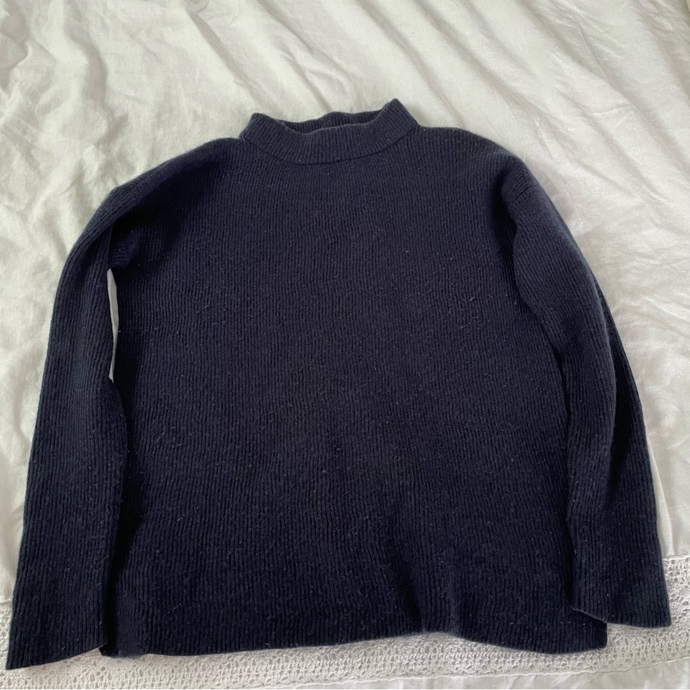 Boden MEDIUM Diane Jumper sweater wool cashmere navy blue WV111 mockneck